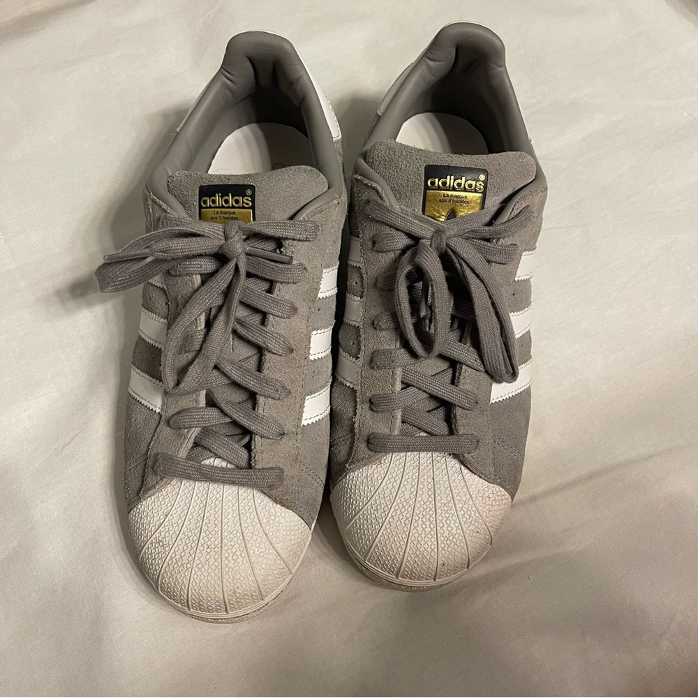 adidas superstar womens grey suede